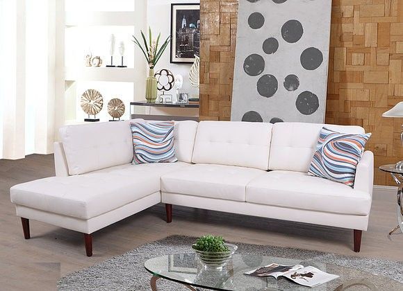 F6007a 2 Pc Lifestyle White Faux Leather Sectional Sofa Regarding 2pc Connel Modern Chaise Sectional Sofas Black (View 8 of 15)