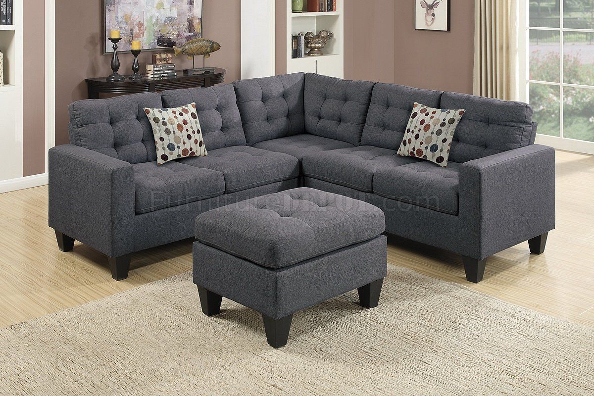 F6935 Sectional Sofa In Grey Fabricboss W/Ottoman For Sectional Sofas In Gray (View 3 of 15)