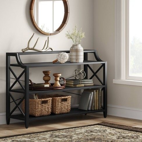 Fairmont Metal Console Table Black – Threshold™ : Target Pertaining To Trendy Rfiver Black Tabletop Tv Stands Glass Base (View 13 of 15)