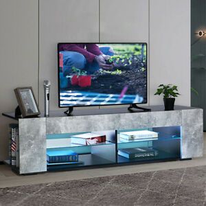 Featured Photo of The 13 Best Collection of 57'' Tv Stands with Open Glass Shelves Gray & Black Finsh