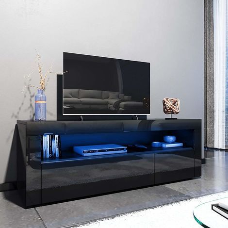 Famous Mclelland Tv Stands For Tvs Up To 50" In Elegant 1200Mm Modern Black Gloss Tv Unit Stand With Led (View 5 of 15)