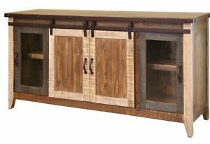 Famous Modern Farmhouse Style 58&quot; Tv Stands With Sliding Barn Door Pertaining To Crafters And Weavers Greenview Solid Wood Multicolor  (View 12 of 15)