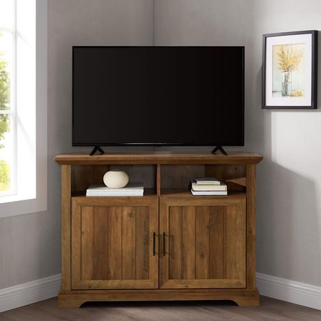 Fashionable Corner Tv Stands For Tvs Up To 48&quot; Mahogany Intended For Modern Farmhouse Grooved Door Corner Tv Console For Tv'S (View 10 of 15)