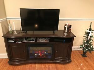 Fashionable Dark Brown Corner Tv Stands Inside Electric Fireplace, Dark Brown Espresso Color From Raymour (View 5 of 15)