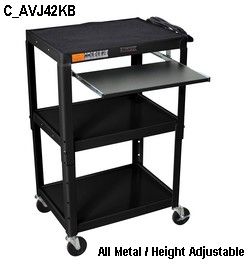 Fashionable Rolling Tv Stands With Wheels With Adjustable Metal Shelf With C Avj42Kb 21" Metal Computer Desk – Adjustable Height (View 3 of 15)