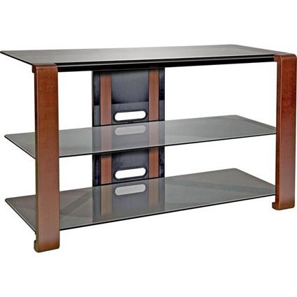 Fashionable Tabletop Tv Stands Base With Black Metal Tv Mount In Bell'O 46" 3 Shelf Tv Stand – Black Metal And Glass (View 13 of 15)