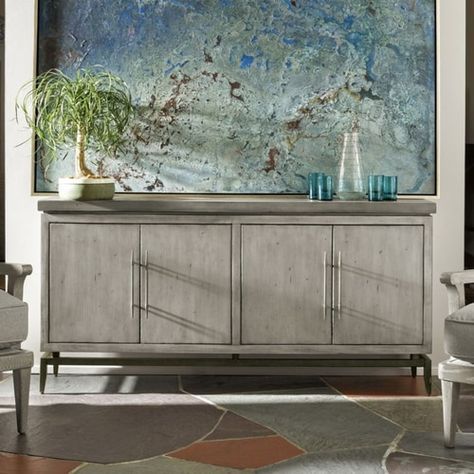 Fashionable Urban Rustic Tv Stands In Garrison Concrete Top Bronze Base Media Cabinet  (View 13 of 15)