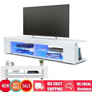 Favorite Ktaxon Modern High Gloss Tv Stands With Led Drawer And Shelves Throughout 53" High Gloss White Led Light Shelves Tv Stand Unit (View 5 of 15)