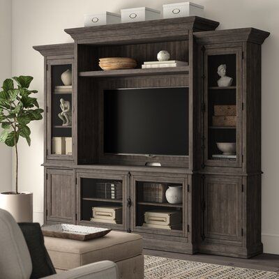 Favorite Rustic Grey Tv Stand Media Console Stands For Living Room Bedroom With Greyleigh™ Amoret Entertainment Center For Tvs Up To  (View 3 of 15)