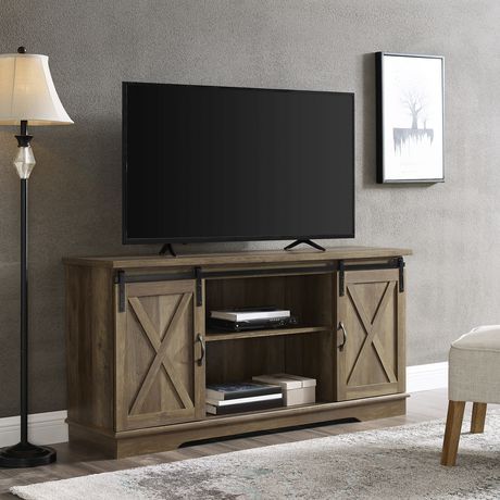 Favorite Tv Stands With Sliding Barn Door Console In Rustic Oak With Manor Park 58" Modern Farmhouse Sliding Barn Door Tv Stand (View 14 of 15)