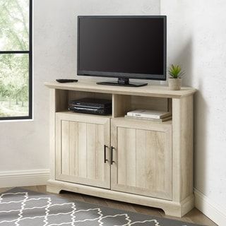 Favorite Wood Corner Storage Console Tv Stands For Tvs Up To 55&quot; White Regarding Shop White 46 Inch Corner Tv Stand & Media Console (View 1 of 15)