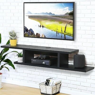 Fitueyes Wood Floating Shelves Wall Mount Tv Stand Media With Regard To Most Popular Chromium Extra Wide Tv Unit Stands (View 3 of 15)