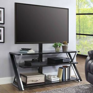 Flat Screen Tv Stand 70" Metal Glass 3 In 1 Entertainment For Widely Used Conrad Metal/Glass Corner Tv Stands (View 10 of 15)