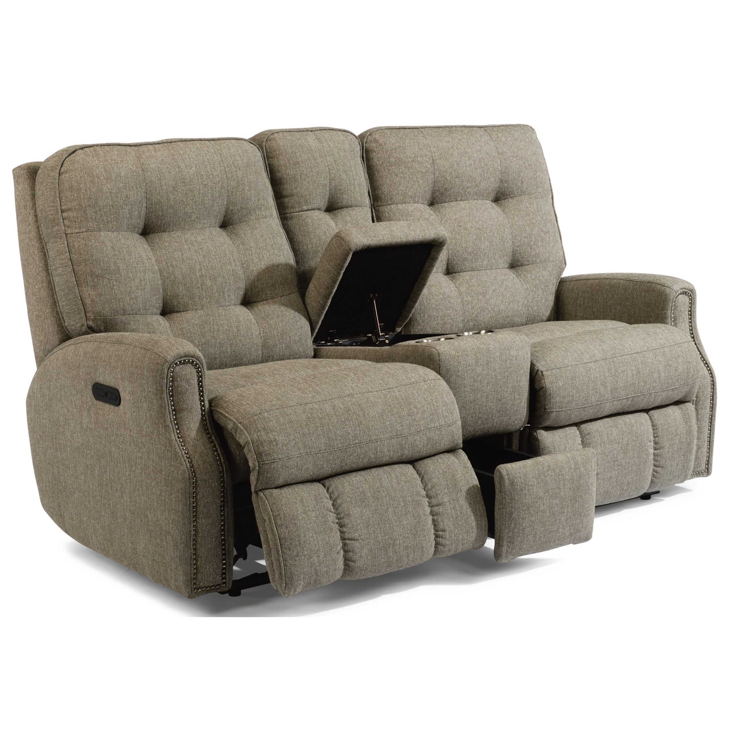 Flexsteel Devon Button Tufted Power Reclining Loveseat Intended For Expedition Brown Power Reclining Sofas (View 10 of 15)