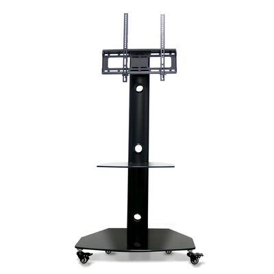 Foobrues Black Swivel Floor Stand Mount For Screens With Pertaining To Latest Floor Tv Stands With Swivel Mount And Tempered Glass Shelves For Storage (View 14 of 15)