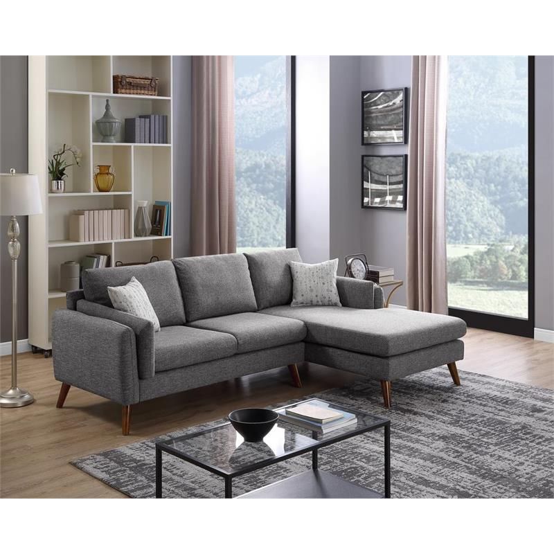 Founders Gray Mid Century Fabric Right Hand Facing Within Alani Mid Century Modern Sectional Sofas With Chaise (View 8 of 15)