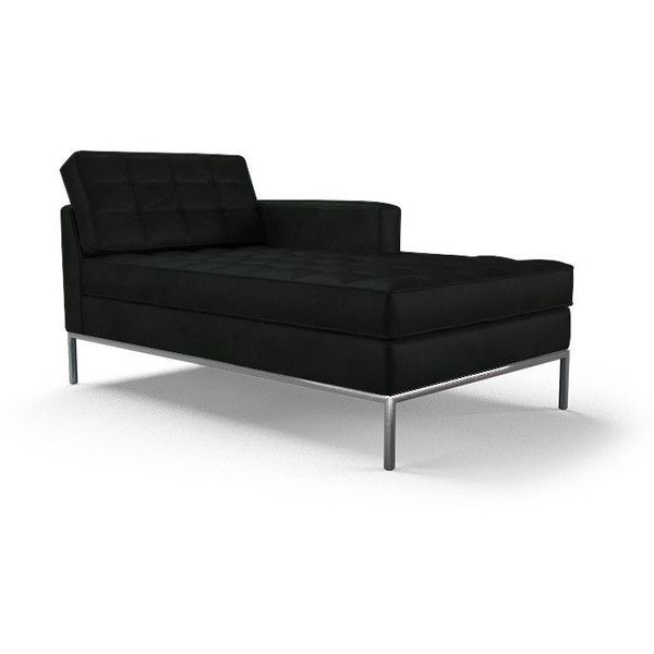 Franklin Mid Century Modern Black Leather Single Arm Within Dulce Mid Century Chaise Sofas Dark Blue (Photo 12 of 15)