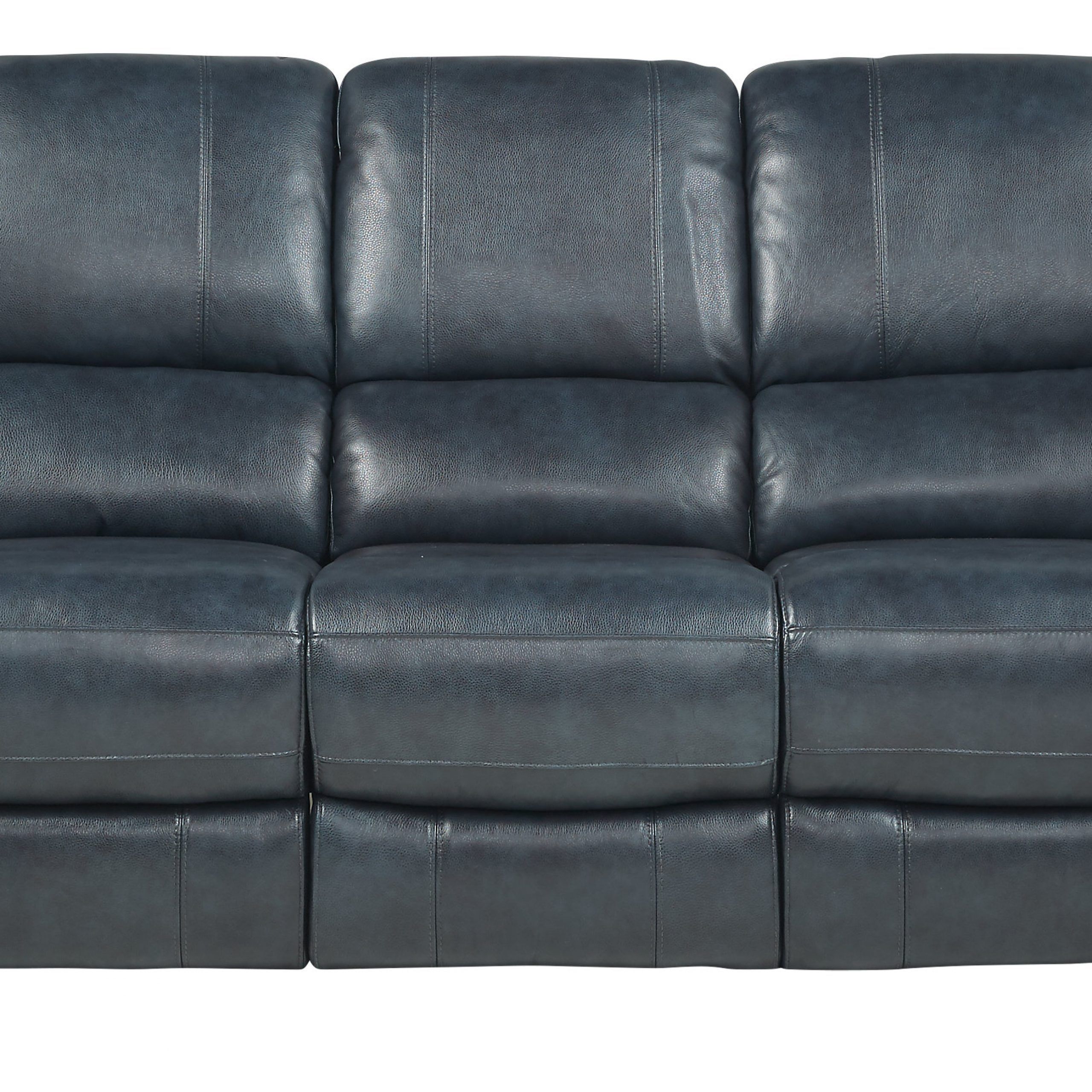 Frederickburg Blue Leather Power Reclining Sofa – Traditional, In Power Reclining Sofas (View 3 of 15)