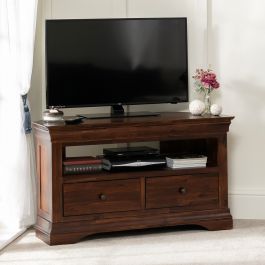 French Hardwood Mahogany Stained Corner Tv Unit – Up To 50 Pertaining To Most Recent Corner Tv Stands For Tvs Up To 48&quot; Mahogany (View 11 of 15)