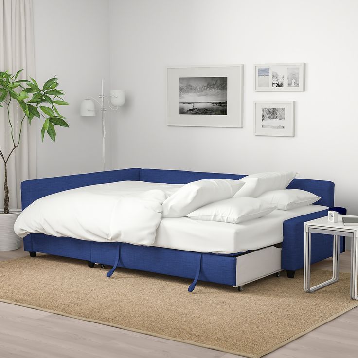Friheten Sleeper Sectional,3 Seat W/Storage, Skiftebo Blue Throughout Twin Nancy Sectional Sofa Beds With Storage (View 14 of 15)