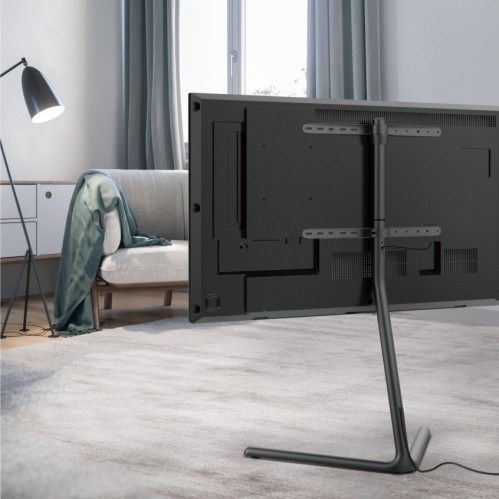 Fs17 46f,slender V Base Studio Tv Floor Stand – Tv Stands Intended For Popular Modern Black Floor Glass Tv Stands With Mount (View 7 of 15)