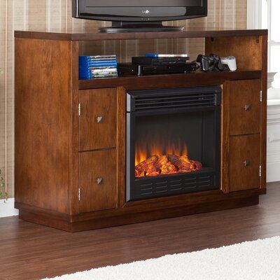 Furnitech 61" Tv Stand With Curved Electric Fireplace Within Most Up To Date Electric Fireplace Tv Stands With Shelf (View 7 of 15)
