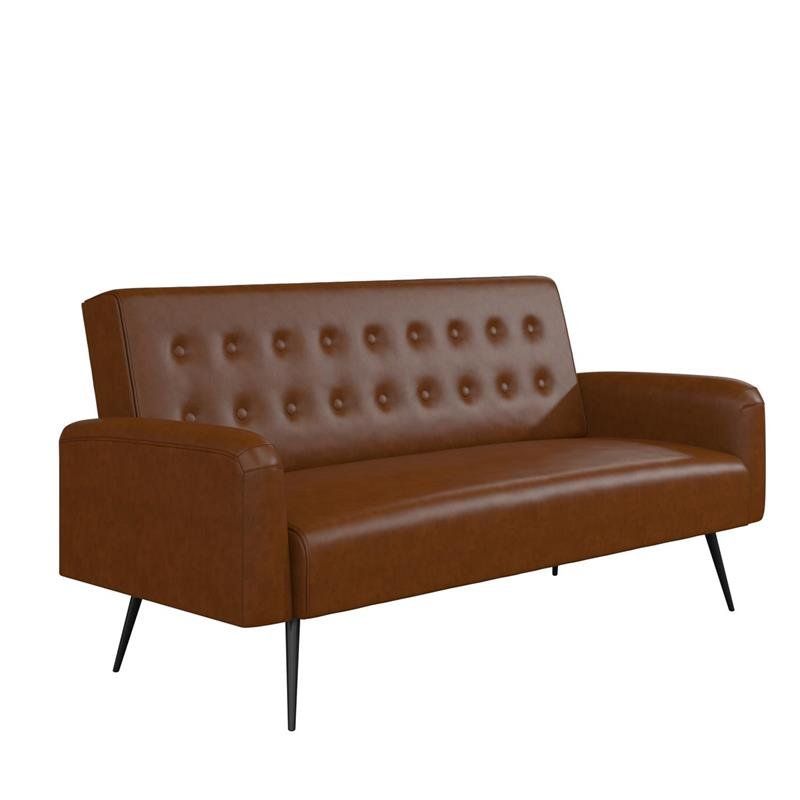 Futons: Shop Futon Beds For Sale Online At Clearance Prices With Regard To Celine Sectional Futon Sofas With Storage Camel Faux Leather (View 2 of 15)