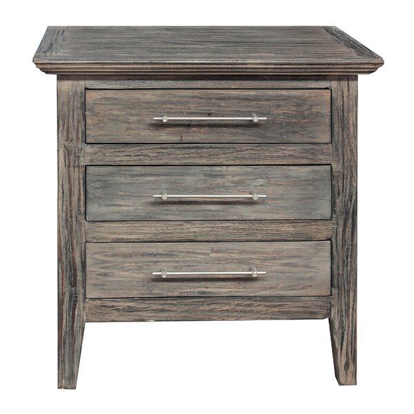 Gracie Oaks Aneres 3 – Drawer Solid Wood Nightstand In Inside Gracie Chocolate Sofas (View 8 of 15)