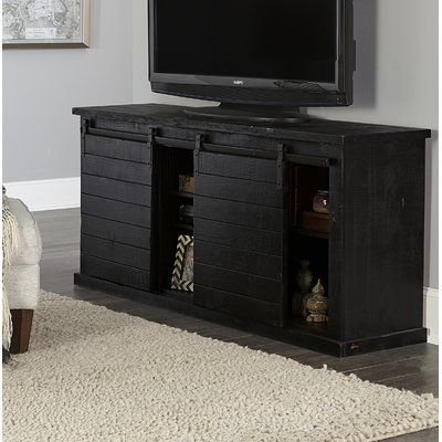 Gracie Oaks Laursen Solid Wood Tv Stand For Tvs Up To 60 For 2018 Barn Door Wood Tv Stands (Photo 4 of 15)