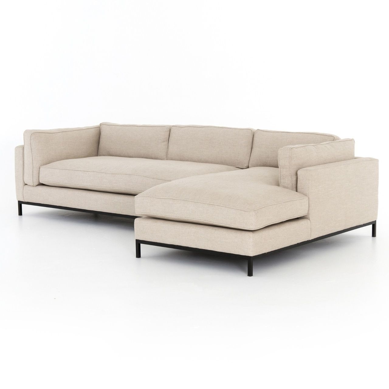Grammercy Modern Sand Fabric 2 Piece Sectional Sofa In 2Pc Burland Contemporary Sectional Sofas Charcoal (View 13 of 15)