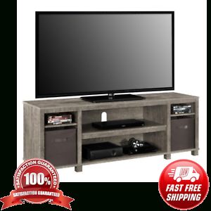 Gray Tv Stand Console W/ 2 Bins Storage Home Entertainment Inside 2018 Caleah Tv Stands For Tvs Up To 65" (View 4 of 15)
