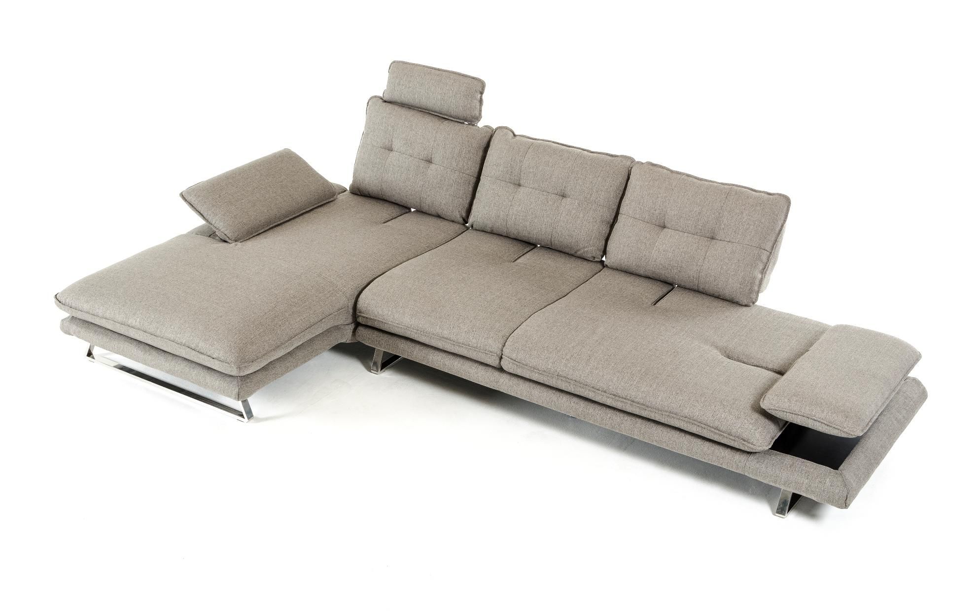 Grey Fabric Tufted Sectional Sofa Vig Divani Casa Porter With Regard To 2pc Connel Modern Chaise Sectional Sofas Black (View 15 of 15)