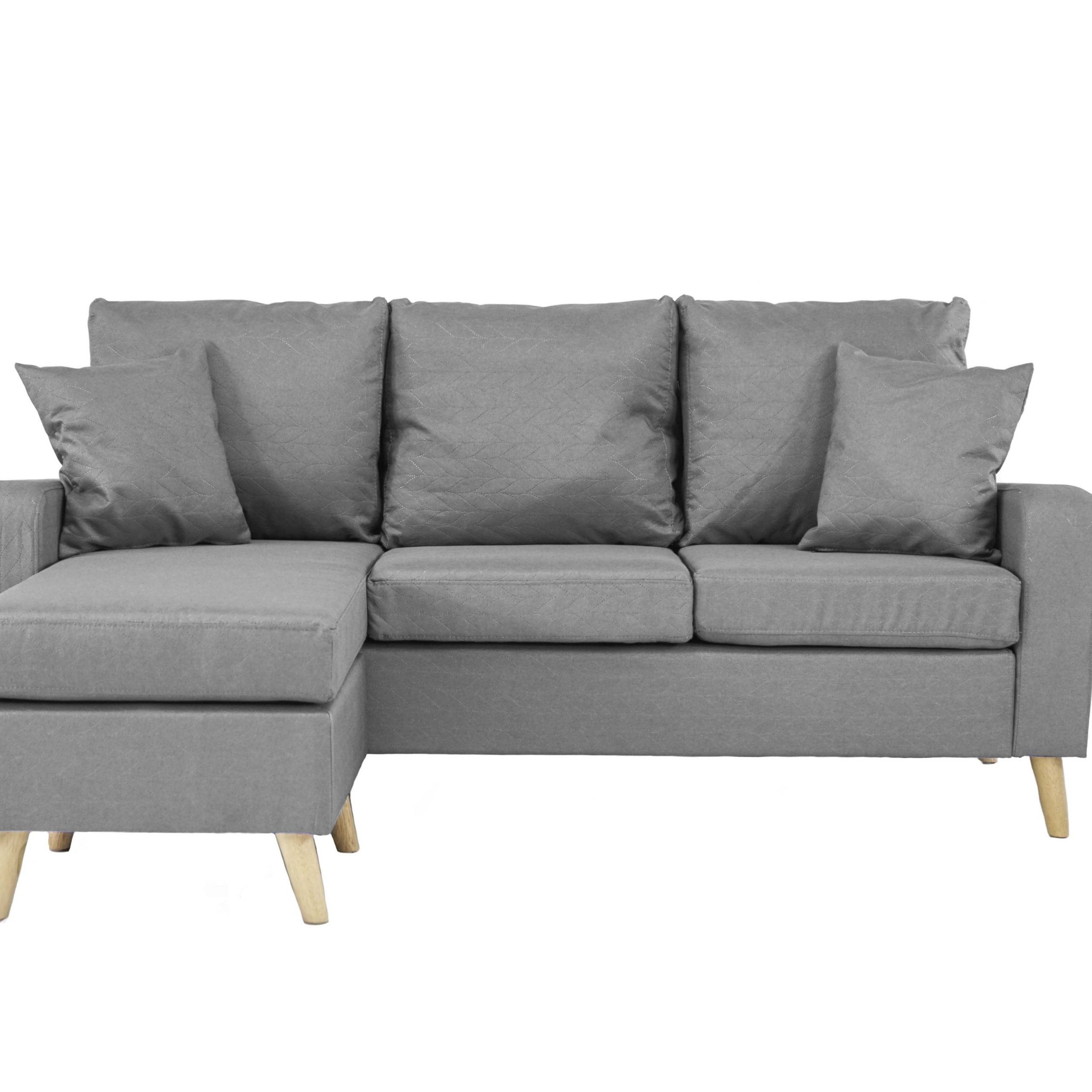 Grey Small Space Configurable L Shape Couch Sectional Sofa Regarding Dulce Mid Century Chaise Sofas Light Gray (View 1 of 15)
