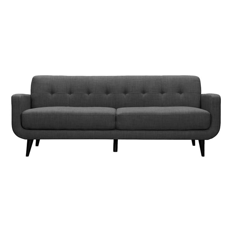 Hadley Charcoal Grey Tufted Back Sofa, 85" | At Home For Hadley Small Space Sectional Futon Sofas (Photo 10 of 15)