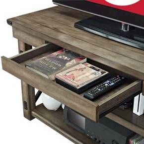 Hathaway Wood Veneer Tv Stand For Tvs Up To 50" Rustic Throughout Most Up To Date Tv Stands For Tvs Up To 50" (View 10 of 15)