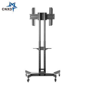 Height Adjustable Rotate 90 Degree Tv Cart Mobile Tv Stand With Regard To Current Easyfashion Adjustable Rolling Tv Stands For Flat Panel Tvs (View 5 of 15)