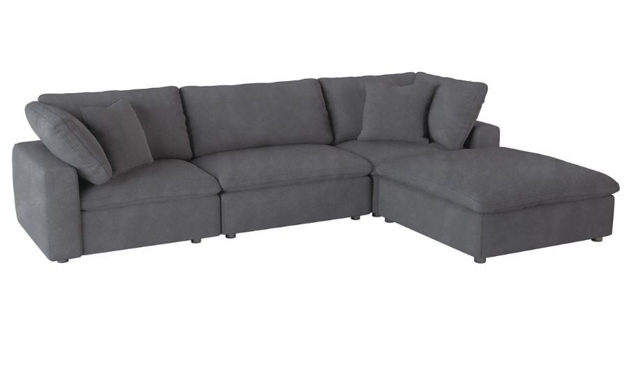Homelegance 9546gy 4pc 4 Pc Guthrie Gray Fabric Down In 4pc Beckett Contemporary Sectional Sofas And Ottoman Sets (View 13 of 15)