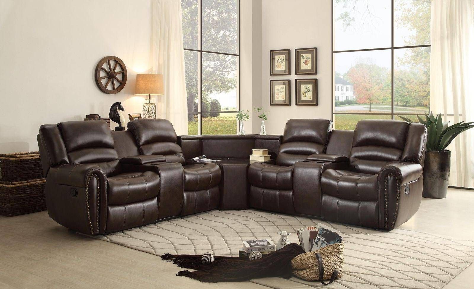 Homelegance Palmyra Brown Bonded Leather Reclining Pertaining To 3pc Bonded Leather Upholstered Wooden Sectional Sofas Brown (View 6 of 15)