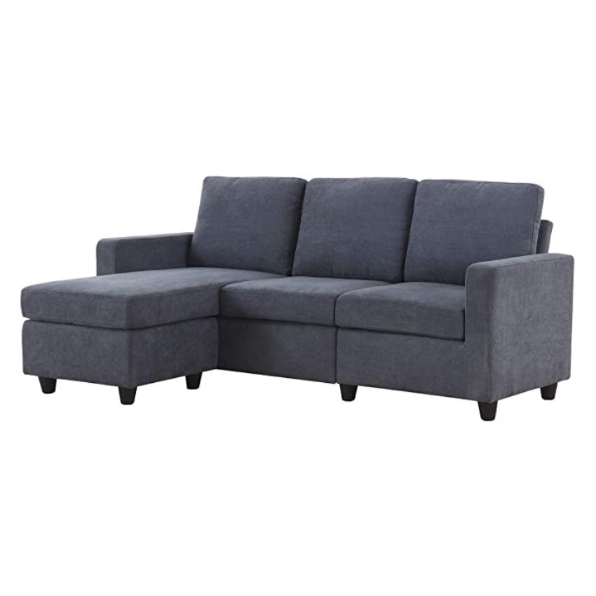 Honbay Convertible Sectional Sofas Couch, L Shaped Couch With Polyfiber Linen Fabric Sectional Sofas Dark Gray (View 14 of 15)