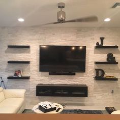 Hubby Built Modern Shelves To Wall Mount Under Tv. He Is Inside 2017 Floating Tv Shelf Wall Mounted Storage Shelf Modern Tv Stands (Photo 14 of 15)