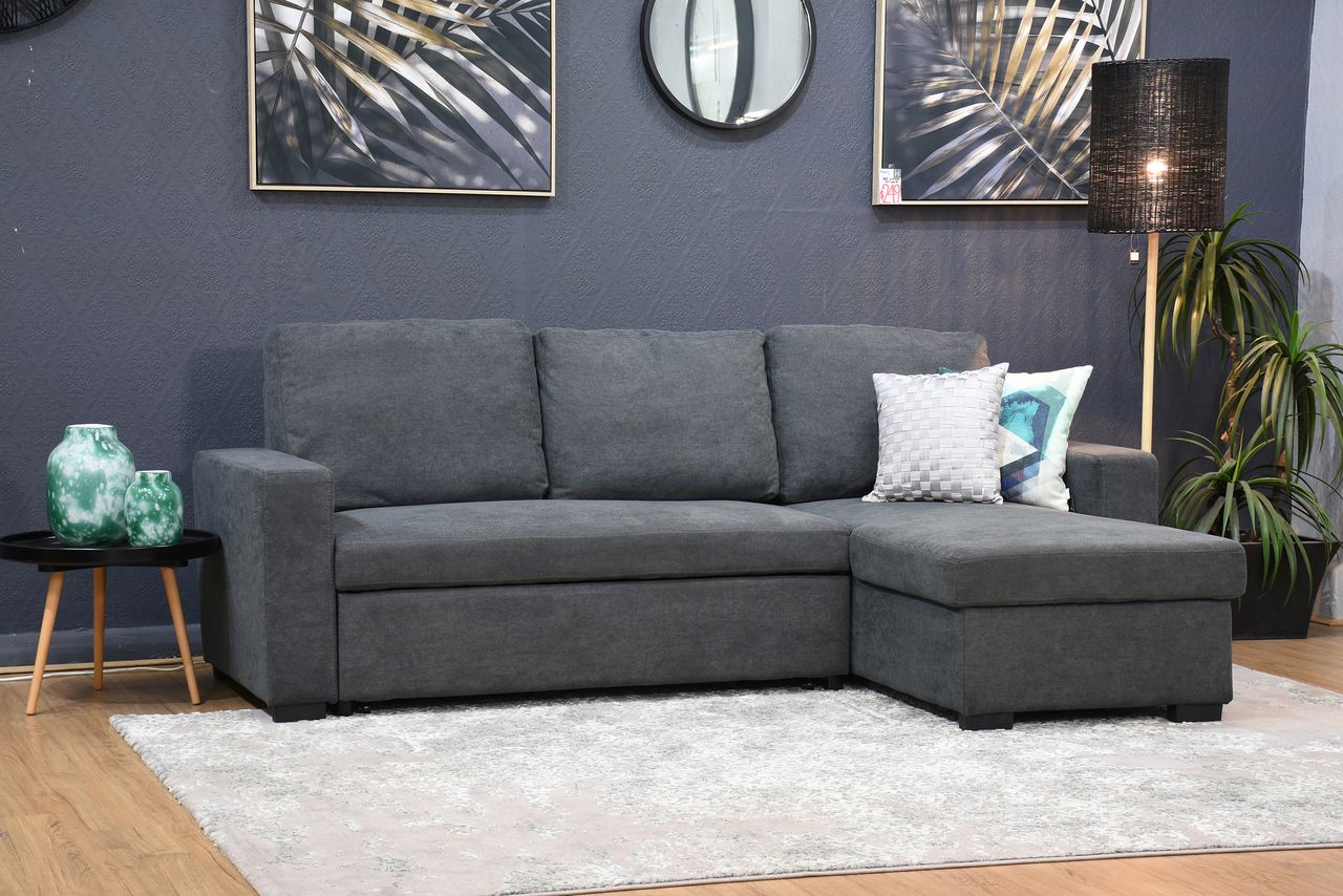 Hugo Storage Chaise Lounge With Pull Out Sofa Bed Dark Throughout Hugo Chenille Upholstered Storage Sectional Futon Sofas (Photo 10 of 15)