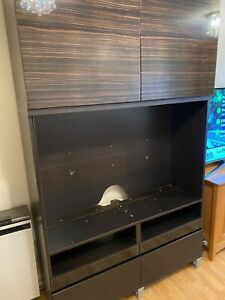 Ikea – Large Dark Brown Tv Cabinet Set; Good Condition With Latest Corona Grey Flat Screen Tv Unit Stands (View 3 of 15)