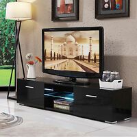 Ikea Tv Stand Besta Burs High Gloss Black With Famous Zimtown Modern Tv Stands High Gloss Media Console Cabinet With Led Shelf And Drawers (Photo 6 of 15)