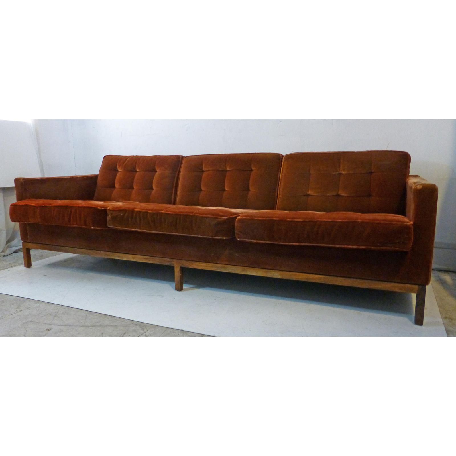 Image Of Vintage Florence Knoll Rosewood Base & Mohair In Florence Mid Century Modern Velvet Right Sectional Sofas (View 5 of 15)