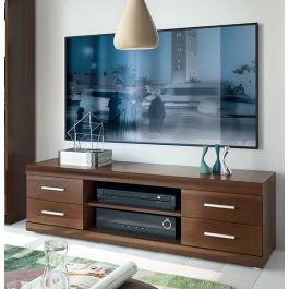 Imperial Wide 4 Drawer Tv Cabinet In Dark Mahogany Melamine In Newest Wide Tv Cabinets (View 14 of 15)