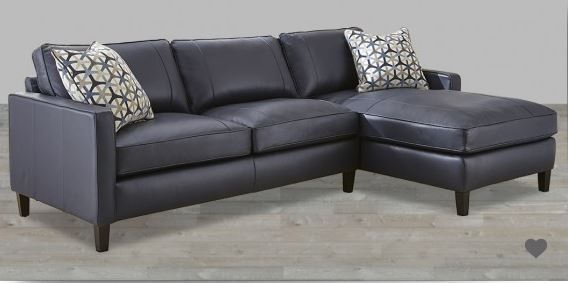 Ink Blue Top Grain Leather Sectional With Accent Pillow Regarding Bloutop Upholstered Sectional Sofas (View 10 of 15)