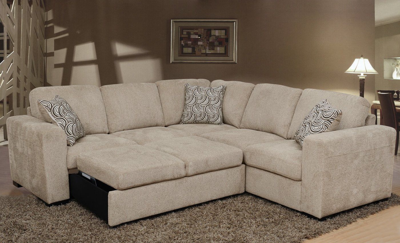 Izzy 2 Piece Chenille Sectional With Left Facing Sleeper Throughout Hugo Chenille Upholstered Storage Sectional Futon Sofas (Photo 6 of 15)