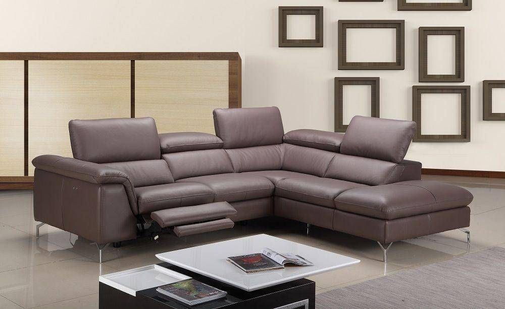 J&M Anastasia Modern Premium Brown Leather Sectional Sofa With Regard To Hannah Right Sectional Sofas (View 3 of 15)