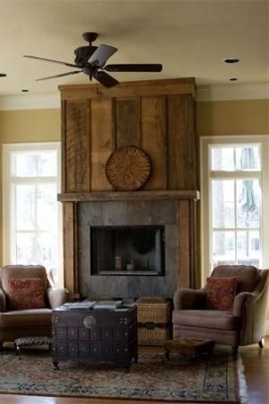 Keeping Room Fireplace Clad In Reclaimed Lumber Within Recent Reclaimed Wood And Metal Tv Stands (View 14 of 15)