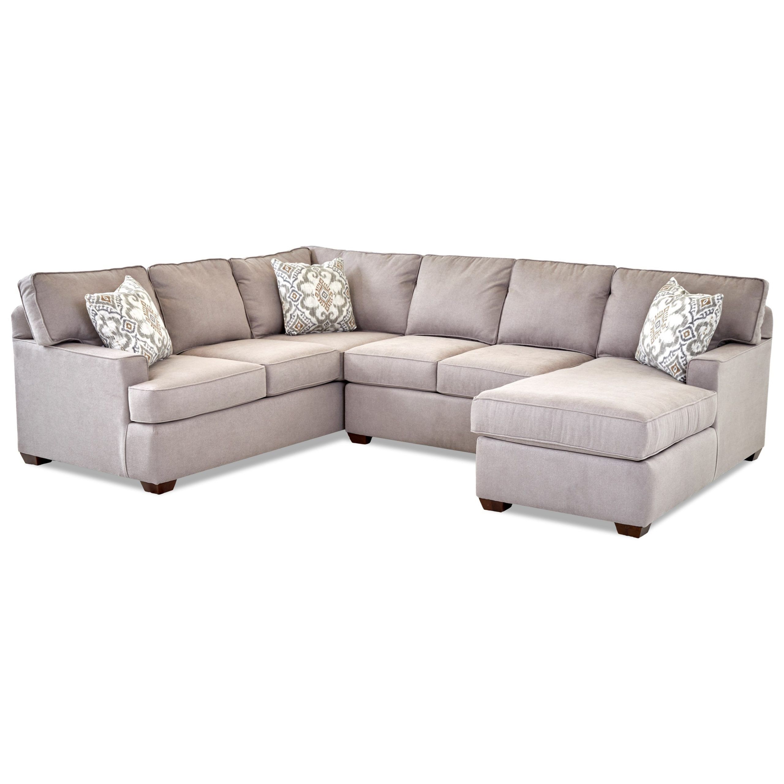 Klaussner Pantego 3 Piece Sectional Sofa With Raf Chaise Pertaining To 3Pc Miles Leather Sectional Sofas With Chaise (View 1 of 15)